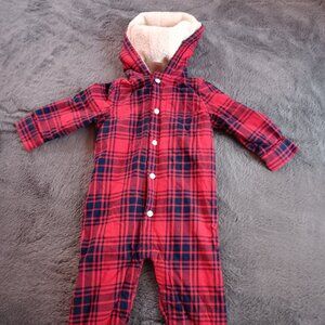 Baby Bgosh Fur Lined Plaid Onsie, size 18m